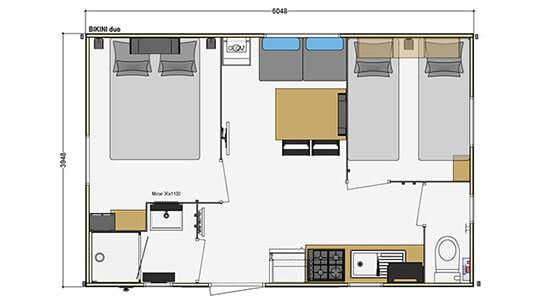 Plan du mobil-home bikini à la location